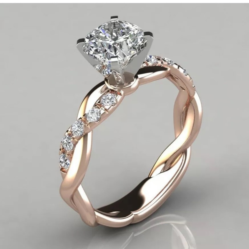 Gorgeous  Ring 18K Rose Gold Plated White Sapphire